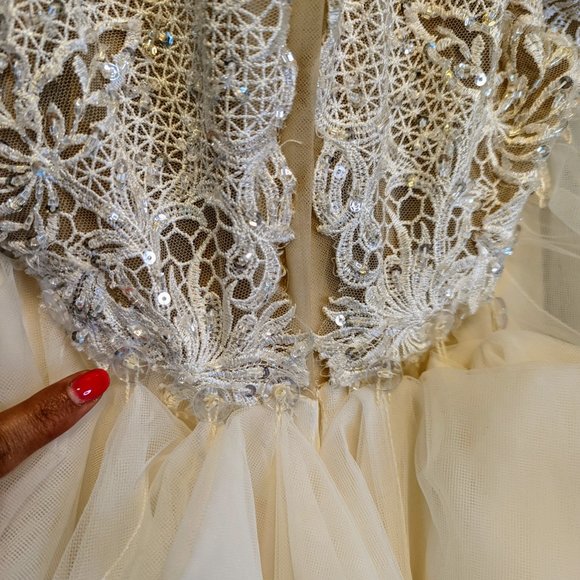 Strapless Wedding Dress with Tulle Slit Skirt - Picture 12 of 16